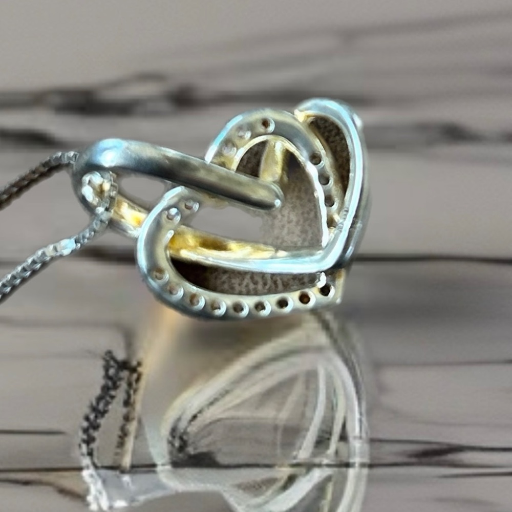Zales "I Love You Always And Forever" Sterling & Diamond Interlocking Hearts - Picture 4 of 7